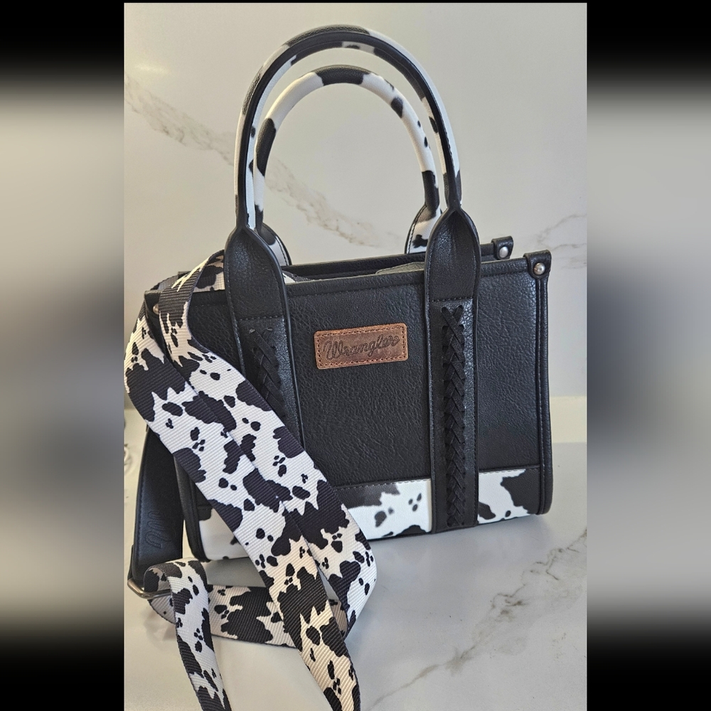 Wrangler cow print tote bag